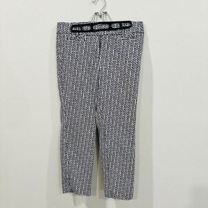 Ann Taylor LOFT -Marisa Pants Navy White Geometric Cropped Capris Women's Size 4